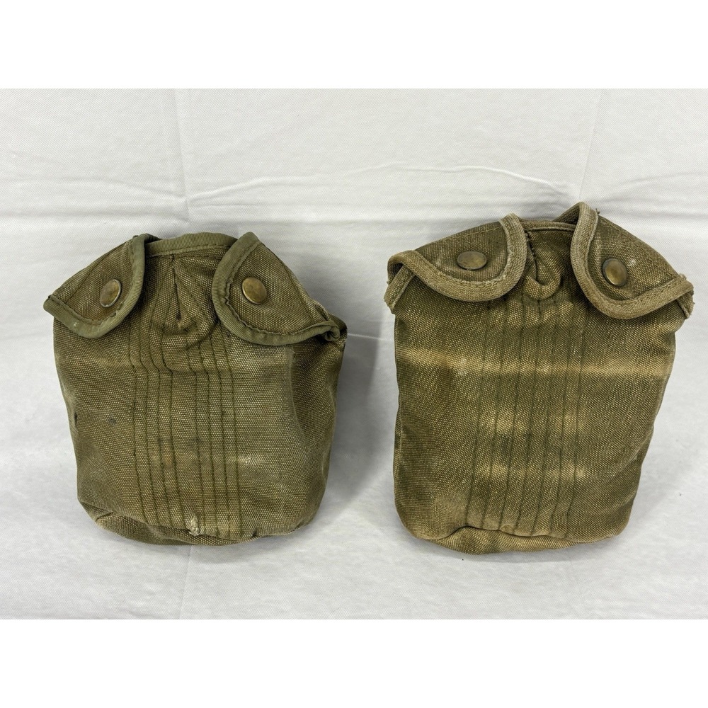 Genuine US Vietnam War M1956 Canteen Cover Military Lot of 2 M-1956 Serviceable